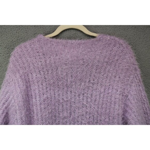 & Merci Eyelash Knit Open Front Purple Sweater-Size Small-Oversized-Soft - Picture 6 of 6